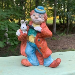 Vintage Enesco Magician Clown Figurine with Rabbit